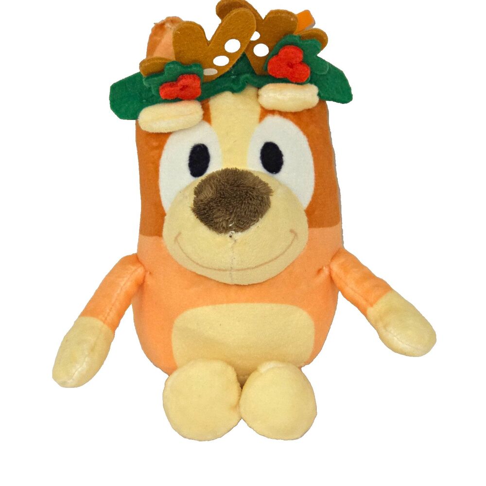 Bluey BINGO Plush Christmas Backpack Clip Holiday Reindeer Antlers 6" 2023